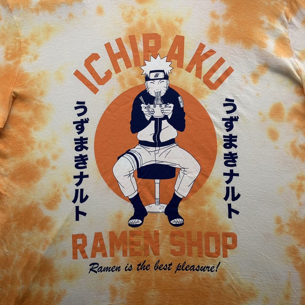 Naruto Graphic T-Shirt Mens XL X-Large‎ Ichiraku Ramen Shop Noodles Happy Anime